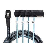 NFHK Internal 36 Pin Mini SAS SFF-8087 Host to 4 SFF-8482 Target SAS Hard Disk and SATA Power Cable 50cm