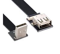 NFHK Up Angled USB 2.0 Type-A Male to Female Extension Data Flat Slim FPC Cable for FPV & Disk & Scanner & Printer 200CM