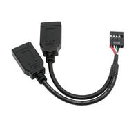 NFHK USB 2.0 9Pin Male 1 to 2 USB 3.1 Type E Key-A Female Front Panel Socket to 9Pin Mainboard Header Extension Cable 0.49FT