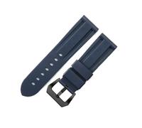 NFJNFCF 22 mm 24 mm 26 mm Noir Bleu Rouge Orange Blanc Vert Armée Bracelet de montre en caoutchouc de silicone Compatible avec la boucle d'aiguille de bracelet Panerai(Blue-BK-K11,22mm)