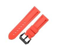 NFJNFCF 22 mm 24 mm 26 mm Noir Bleu Rouge Orange Blanc Vert Armée Bracelet de montre en caoutchouc de silicone Compatible avec la boucle d'aiguille de bracelet Panerai(Red-BK-K11,24mm)