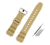 NFJNFCF Accessoires for bracelets de montre compatibles avec les montres Casio W-218h / F-108 AE1200 / 1000/1300, bracelet en résine et silicone 18 mm(Rice Yellow Silver)