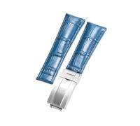 NFJNFCF Bracelet compatible avec Rolex SUBMARINER Yacht-Master DAYTONA GMT en cuir for homme, accessoire de montre 20 mm(Blue-silver)