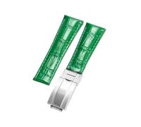 NFJNFCF Bracelet compatible avec Rolex SUBMARINER Yacht-Master DAYTONA GMT en cuir for homme, accessoire de montre 20 mm(Green-silver)