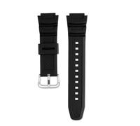 NFJNFCF Bracelet de montre convexe en caoutchouc de 18 mm, compatible avec Casio AE-1000W/1200WH WSC-1250H/WS-1200H, couleur unie, respirant, for l'automne(Black silver)
