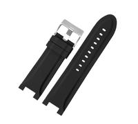 NFJNFCF Bracelet de montre en acier inoxydable compatible avec Hamilton Khaki Navy Devil Fish H78716983 H78716333, bracelets de montre de plongée for hommes, bracelet en caoutchouc(A Black silver)