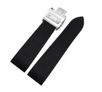 NFJNFCF Bracelet de montre en caoutchouc compatible avec Cartier Santos 100 W2020007, bracelet en silicone, boucle déployante argentée, bracelet noir, 25 mm(Black silver Buckle)