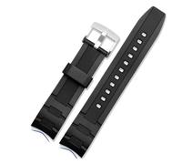NFJNFCF Bracelet de montre en caoutchouc de silicone 22 mm, compatible avec Casio 5468 EDIFICE EFR-304 EFR-516PB FR-303 EFR-516, bracelet de montre sport étanche(Black-Silver buckle)