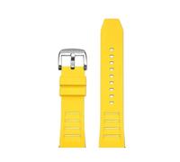 NFJNFCF Bracelet de montre en caoutchouc fluoré 20 mm, 22 mm, 24 mm, compatible avec les montres Breitling, Omega, Seiko, Casio, Mido, Tissot, bracelet de montre sport(Yellow-silver pin,20mm)