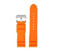 NFJNFCF Bracelet de montre en caoutchouc silicone noir, bleu, vert, orange, for homme, 22 mm et 24 mm, compatible avec Panerai 111 441 386(Orange silver,24mm)