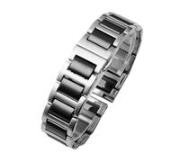 NFJNFCF Bracelet de montre en céramique Compatible avec Rossini Guess Ebo Watch King, Bracelet de montre en acier 16 18mm(Silver Black,17mm)