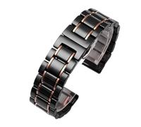 NFJNFCF Bracelet de montre en céramique Compatible avec Rossini Guess Ebo Watch King, Bracelet de montre en acier 16 18mm(Black rose Golden,18mm)