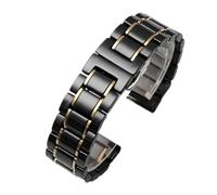 NFJNFCF Bracelet de montre en céramique Compatible avec Rossini Guess Ebo Watch King, Bracelet de montre en acier 16 18mm(Black Golden,14mm)