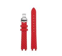 NFJNFCF Bracelet de montre en cuir de vache 16 mm compatible avec Versace Vanitas Micro, souple et confortable, interface en U for femme, accessoires(B Red silver)