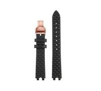 NFJNFCF Bracelet de montre en cuir de vache 16 mm compatible avec Versace Vanitas Micro, souple et confortable, interface en U for femme, accessoires(B black rose gold)