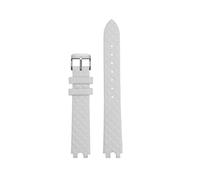 NFJNFCF Bracelet de montre en cuir de vache 16 mm compatible avec Versace Vanitas Micro, souple et confortable, interface en U for femme, accessoires(A White silver)