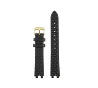 NFJNFCF Bracelet de montre en cuir de vache 16 mm compatible avec Versace Vanitas Micro, souple et confortable, interface en U for femme, accessoires(A black gold)