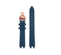 NFJNFCF Bracelet de montre en cuir de vache 16 mm compatible avec Versace Vanitas Micro, souple et confortable, interface en U for femme, accessoires(B Blue rose gold)