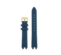 NFJNFCF Bracelet de montre en cuir de vache 16 mm compatible avec Versace Vanitas Micro, souple et confortable, interface en U for femme, accessoires(A Blue gold)
