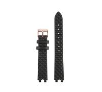 NFJNFCF Bracelet de montre en cuir de vache 16 mm compatible avec Versace Vanitas Micro, souple et confortable, interface en U for femme, accessoires(A black rose gold)