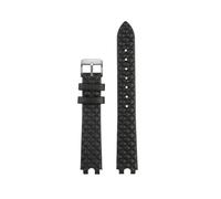 NFJNFCF Bracelet de montre en cuir de vache 16 mm compatible avec Versace Vanitas Micro, souple et confortable, interface en U for femme, accessoires(A black silver)