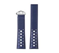 NFJNFCF Bracelet de montre en cuir de vache 22 mm compatible avec TAG Heuer Monaco Carrera, bracelet de rechange CAW211M 211P CAW211R 211T for homme.(Blue Silver)