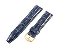 NFJNFCF Bracelet de montre en cuir de vache à texture de bambou compatible avec le chronographe Portugieser Seven Days d'IWC Pilot's, bracelet de montre en cuir véritable 20 22 mm(20mm-Blue(L)-GD-K25)