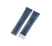 NFJNFCF Bracelet de montre en cuir de vache exquis, couche supérieure sélectionnée, Compatible avec Breitling Aviation Timing Super Ocean Avenger Pilot 22/24MM(Blue(PW)-Steel-Z16,22mm)