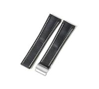 NFJNFCF Bracelet de montre en cuir de vache exquis, couche supérieure sélectionnée, Compatible avec Breitling Aviation Timing Super Ocean Avenger Pilot 22/24MM(Black(PW)-Steel-Z16,24mm)