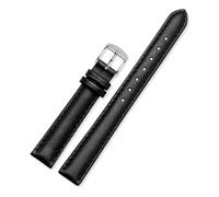 NFJNFCF Bracelet de montre en cuir de vache for homme et femme, compatible avec Casio Fossil DW Folli Follie, 12 mm, 14 mm, 16 mm, 18 mm, 20 mm, accessoires(Black silver buckle,12mm)