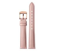 NFJNFCF Bracelet de montre en cuir de vachette uni 14 mm, 16 mm, 18 mm, 20 mm, compatible avec les montres Casio Fossil Citizen DW for femme, bleu ciel, rose et marron(Light pink rose gold,16mm width)