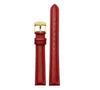NFJNFCF Bracelet de montre en cuir de vachette uni 14 mm, 16 mm, 18 mm, 20 mm, compatible avec les montres Casio Fossil Citizen DW for femme, bleu ciel, rose et marron(Red gold,15mm width)