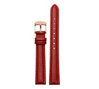 NFJNFCF Bracelet de montre en cuir de vachette uni 14 mm, 16 mm, 18 mm, 20 mm, compatible avec les montres Casio Fossil Citizen DW for femme, bleu ciel, rose et marron(Red rose gold,16mm width)