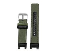 NFJNFCF Bracelet de montre en cuir et toile de nylon compatible avec G-shock Casio GST-B100/S130/S100G/W300G/W330/400G/410 GST-W120L/S120/W130L/S110 for homme(Army green-silver)