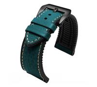 NFJNFCF Bracelet de montre en cuir italien + fond en silicone, 20 mm, 22 mm, 24 mm, compatible avec Omega Breitling Avenger Men, bracelet en caoutchouc étanche(Blue-black,22mm)