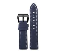 NFJNFCF Bracelet de montre en cuir texturé nylon compatible avec Panerai PAM01661|441 Marina, noir et bleu, 22 mm, 24 mm, 26 mm, accessoires de ceinture(Blue white bk,22mm)