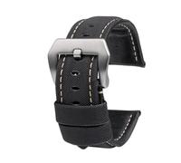 NFJNFCF Bracelet de montre en cuir texturé nylon compatible avec Panerai PAM01661|441 Marina, noir et bleu, 22 mm, 24 mm, 26 mm, accessoires de ceinture(Black white Silver,22mm)