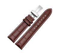 NFJNFCF Bracelet de montre en cuir véritable 20 mm/22 mm, compatible avec Casio BEM-501 506 307 EDIFICE Series EFB-530 MTP-1303, noir et marron(Brown white,22mm)