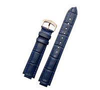 NFJNFCF Bracelet de montre en cuir véritable compatible avec ballon bleu Cartier hommes femmes bracelet de montre convexe épingle ou boucle papillon noir rouge 16 18 20 22 mm(Blue-rose gold A,14mm-8mm