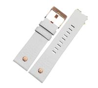 NFJNFCF Bracelet de montre en cuir véritable compatible avec le bracelet de montre en cuir Diesel à grand cadran Dz7333 Dz7348 Dz4318, accessoires for hommes et femmes(White-rose gold,28mm)