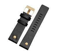 NFJNFCF Bracelet de montre en cuir véritable compatible avec le bracelet de montre en cuir Diesel à grand cadran Dz7333 Dz7348 Dz4318, accessoires for hommes et femmes(Black tabby-gold,22mm)