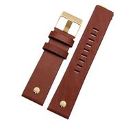 NFJNFCF Bracelet de montre en cuir véritable compatible avec le bracelet de montre en cuir Diesel à grand cadran Dz7333 Dz7348 Dz4318, accessoires for hommes et femmes(Brown plain-gold,22mm)