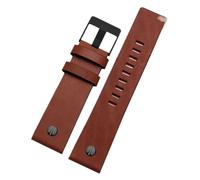 NFJNFCF Bracelet de montre en cuir véritable compatible avec le bracelet de montre en cuir Diesel à grand cadran Dz7333 Dz7348 Dz4318, accessoires for hommes et femmes(Brown plain-black,28mm)