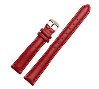 NFJNFCF Bracelet de montre en cuir véritable for femme, compatible avec les modèles Verus FIYTA et Fossil, noir, blanc, rose, marron, 12 mm, 14 mm, 15 mm, 16 mm, 18 mm, 20 mm(Red rg,15mm)