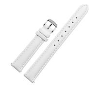 NFJNFCF Bracelet de montre en cuir véritable for femme, compatible avec les modèles Verus FIYTA et Fossil, noir, blanc, rose, marron, 12 mm, 14 mm, 15 mm, 16 mm, 18 mm, 20 mm(White sk,18mm)