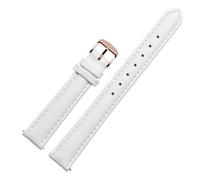 NFJNFCF Bracelet de montre en cuir véritable for femme, compatible avec les modèles Verus FIYTA et Fossil, noir, blanc, rose, marron, 12 mm, 14 mm, 15 mm, 16 mm, 18 mm, 20 mm(White rg,15mm)