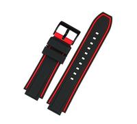 NFJNFCF Bracelet de montre en silicone convexe compatible avec Timex Tide Compass T2N720 T2N721 Bracelet de montre en silicone for hommes Accessoires de chaîne de montre Ceinture 24 * 16 mm(Red black)