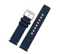NFJNFCF Bracelet de montre inférieur en cuir et nylon de 20 mm compatible avec Citizen Eco-Drive AW5005 Timex Compatible avec Seiko Green Casual Bracelet de montre de sport étanche(Blue-silver)
