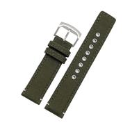 NFJNFCF Bracelet de montre inférieur en cuir et nylon de 20 mm compatible avec Citizen Eco-Drive AW5005 Timex Compatible avec Seiko Green Casual Bracelet de montre de sport étanche(Army green-silver)