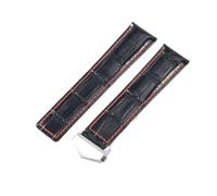 NFJNFCF Bracelet de montre léger et respirant 20 22 24 mm compatible avec la série Tag Heuer, bracelet de montre étanche en cuir de vache véritable avec boucle en acier massif(Black Red-ST-Z5,20mm)